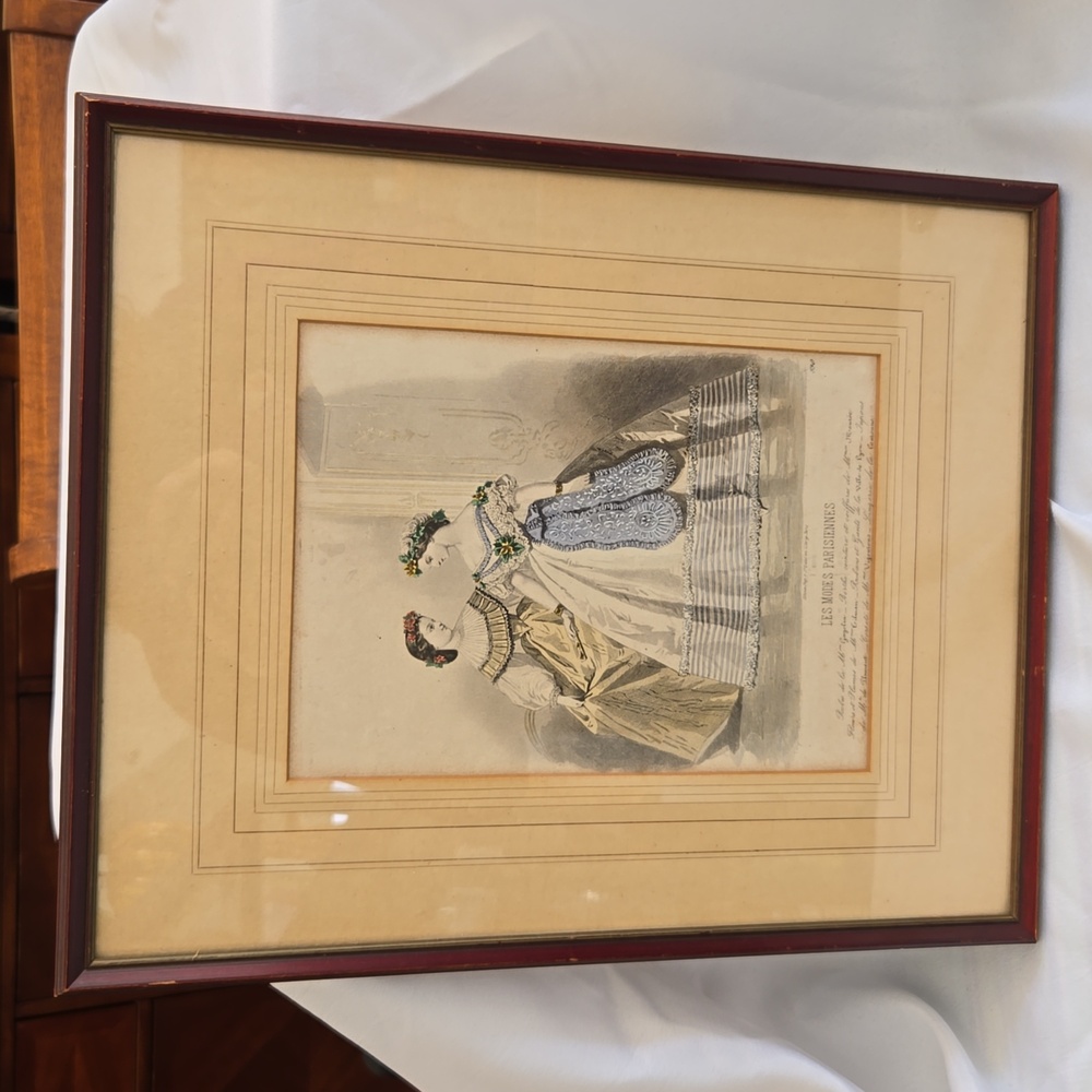 Les Modes Parisiennes French Fashion Print 12.75 x 15.75 in framed lithograph